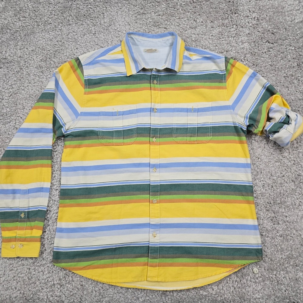 Carbon 2 Mens Baja Stripe Button Up Shirt Size M Surfer Casual Retro